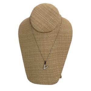 Stainless Steel Silver Tone initial Necklace V